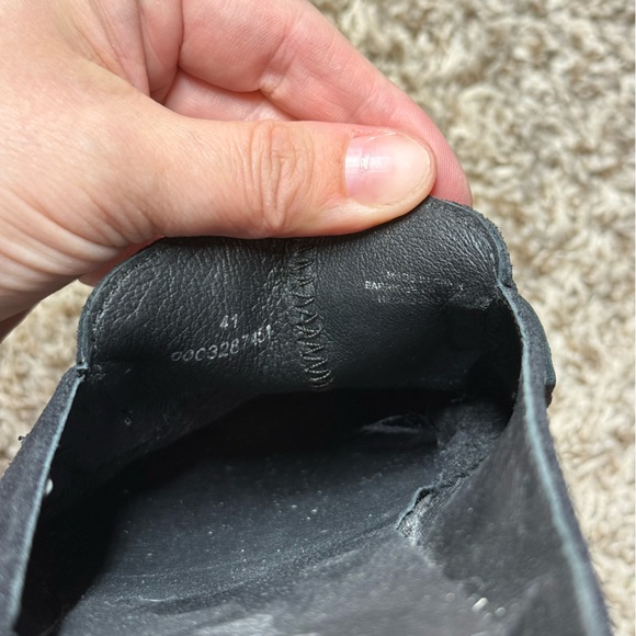 Free People Payton Suede Slip on Stacked Heeled Penny Loafer Mules Black - Picture 5 of 7